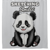 Klassieke zwart-wit Panda Art Print Douchegordijn (Voorkant)