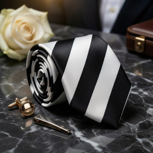 Klassieke Zwart Wit Pinstrook Stropdas