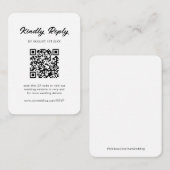 Klassieke Zwart & Wit QR Code Bruiloft RSVP Informatiekaartje (Voorkant / Achterkant)