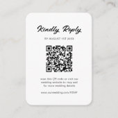 Klassieke Zwart & Wit QR Code Bruiloft RSVP Informatiekaartje (Voorkant)