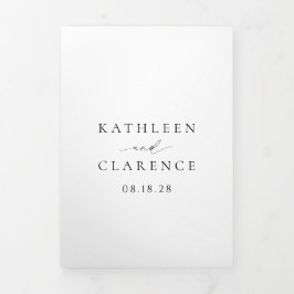 Klassieke Zwart-Wit QR Code Elegant Huwelijk Drieluik Uitnodiging