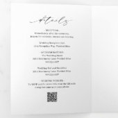 Klassieke Zwart-Wit QR Code Elegant Huwelijk Drieluik Uitnodiging (Binnenzijde eerst)