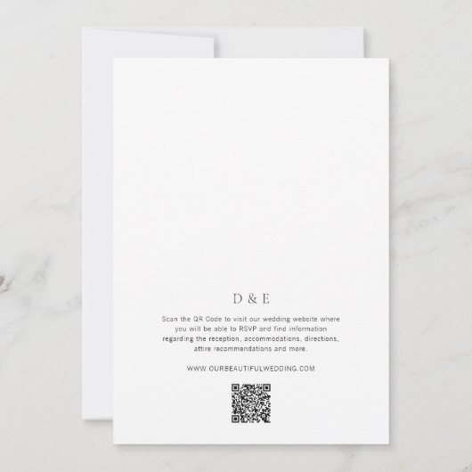 Klassieke Zwart-Wit QR Code Elegant Huwelijk Kaart (Achterkant)