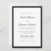 Klassieke Zwart & Wit Rand Formele Script Wedding Kaart (Voorkant)