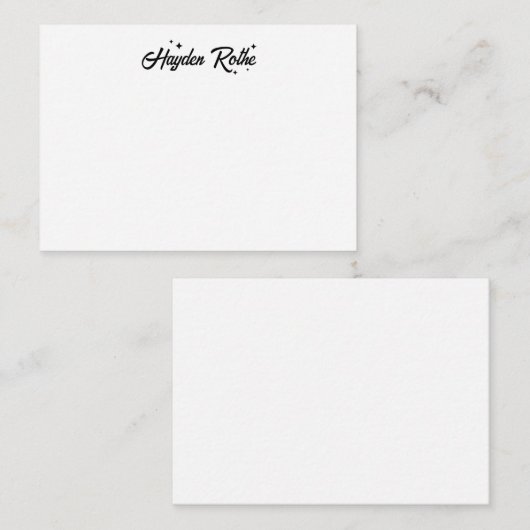 Klassieke zwart-wit retro kalligrafie notitiekaartje (Voorkant / Achterkant)