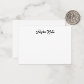 Klassieke zwart-wit retro kalligrafie notitiekaartje (Voorkant / Achterkant in situ)