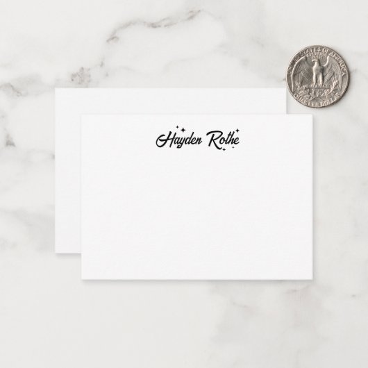 Klassieke zwart-wit retro kalligrafie notitiekaartje (Voorkant / Achterkant in situ)