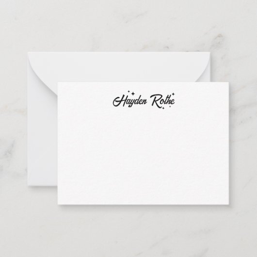 Klassieke zwart-wit retro kalligrafie notitiekaartje (Voorkant)