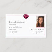 Klassieke Zwart-Wit Rode Roos Initialen Foto Visitekaartje (Achterkant)