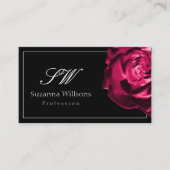 Klassieke Zwart-Wit Rode Roos Initialen QR Code Visitekaartje (Voorkant)