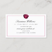 Klassieke zwart-wit rode roos met Initialen Visitekaartje (Achterkant)