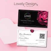 Klassieke zwart-wit rode roos met Logo QR-code Visitekaartje