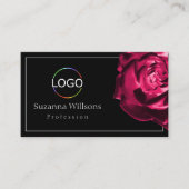 Klassieke zwart-wit rode roos met Logo Simple Visitekaartje (Voorkant)