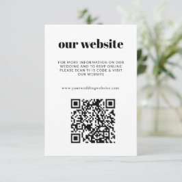 Klassieke Zwart & Wit RSVP QR code bruiloft Informatiekaartje