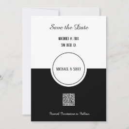 Klassieke Zwart & Wit Save the Date Plat Kaart