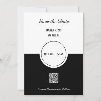 Klassieke Zwart & Wit Save the Date Plat Kaart