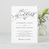 Klassieke zwart-wit script bruiloft kaart (Staand voorkant)