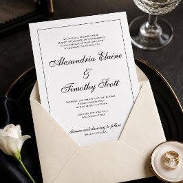 Klassieke zwart-wit script huwelijksuitnodiging kaart
