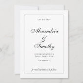 Klassieke Zwart-Wit Script Save the Date (Voorkant)