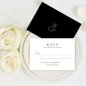 Klassieke zwart-wit Stijlvolle Monogram bruiloft RSVP Kaartje
