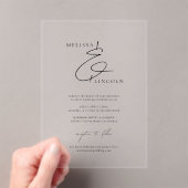 Klassieke Zwart & Wit Stijlvolle Script Wedding Acryl Uitnodigingen (Insitu (Draagbaar))