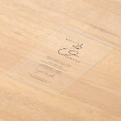 Klassieke Zwart & Wit Stijlvolle Script Wedding Acryl Uitnodigingen (Laagn)