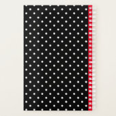 Klassieke zwart-wit stippen met rode monogram planner (Achterkant)