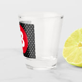 Klassieke zwart-wit stippen met rode monogram shot glas (Rechts)