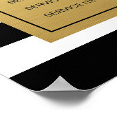 Klassieke Zwart Wit Strepen Gouden Service Menu Poster (Hoek)