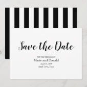 Klassieke zwart-wit strepen save the date (Voorkant / Achterkant)