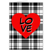 Klassieke Zwart Wit tartan geplaid rood hart detai (Voorkant)