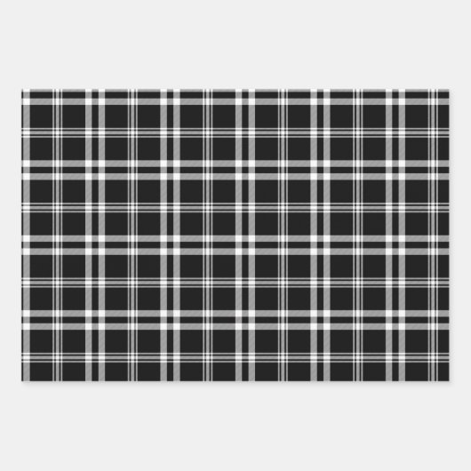 Klassieke zwart-wit Tartan Plaid Inpakpapier Vel (Voorkant)