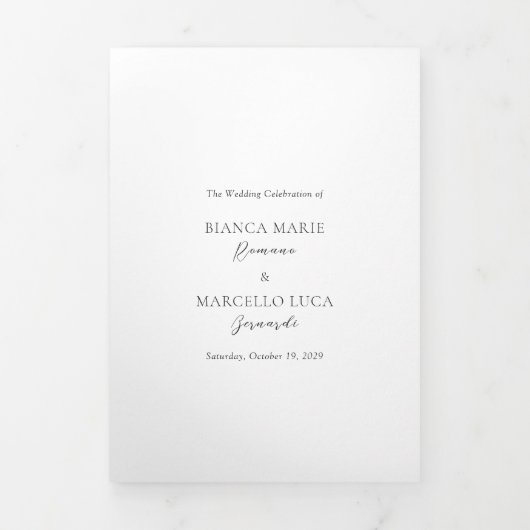 Klassieke zwart-wit tijdloze bruiloft drieluik uitnodiging (Cover)