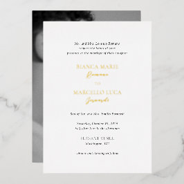 Klassieke zwart-wit tijdloze bruiloft folie uitnodiging