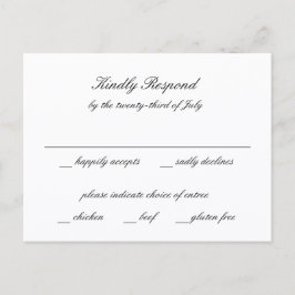 Klassieke Zwart-Wit Tijdloze Trouw-RSVP Briefkaart