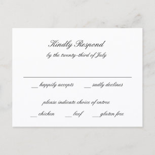 Klassieke Zwart-Wit Tijdloze Trouw-RSVP Briefkaart