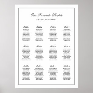 Klassieke Zwart-Wit Trouwstoelindeling Poster