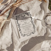 Klassieke Zwart-Wit Tuin Monogram Bruiloft Kaart