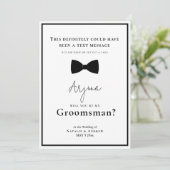 Klassieke Zwart & Wit Tuxedo Funny Groomsman Kaart (Staand voorkant)