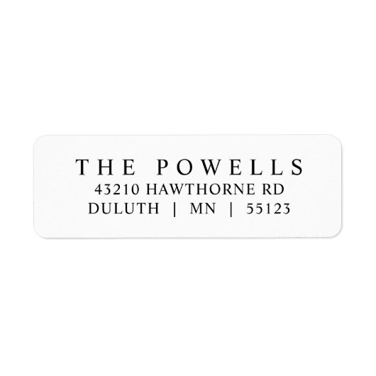Klassieke zwart-wit typografie retouradres etiket (Voorkant)