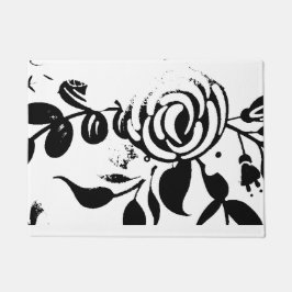 Klassieke zwart-wit vervaagde bloem canvas deurmat