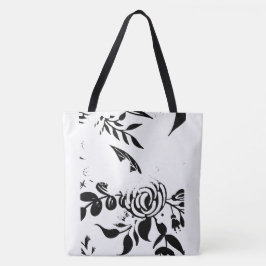 Klassieke zwart-wit vervaagde bloem canvas tas