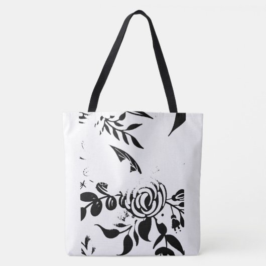 Klassieke zwart-wit vervaagde bloem canvas tas (Voorkant)