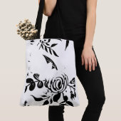 Klassieke zwart-wit vervaagde bloem canvas tas (Dichtbij)