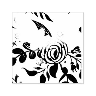 Klassieke zwart-wit vervaagde bloemenrubberstempel  zelfinktende stempel