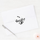 Klassieke zwart-wit vervaagde bloemhartsticker hart sticker (Envelop)