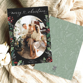 Klassieke Zwart Wit Vrolijke Kerstmis Fotokaart Feestdagenkaart