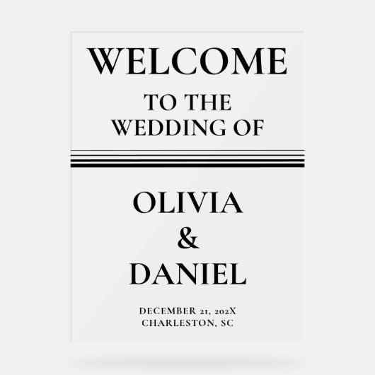 Klassieke Zwart & Wit Winter Wedding Frosted Acryl Bord (Voorkant)