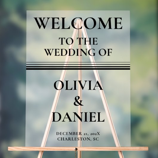 Klassieke Zwart & Wit Winter Wedding Frosted Acryl Bord (Neutraal)