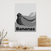 Klassieke zwart & witte banaan poster (Keuken)
